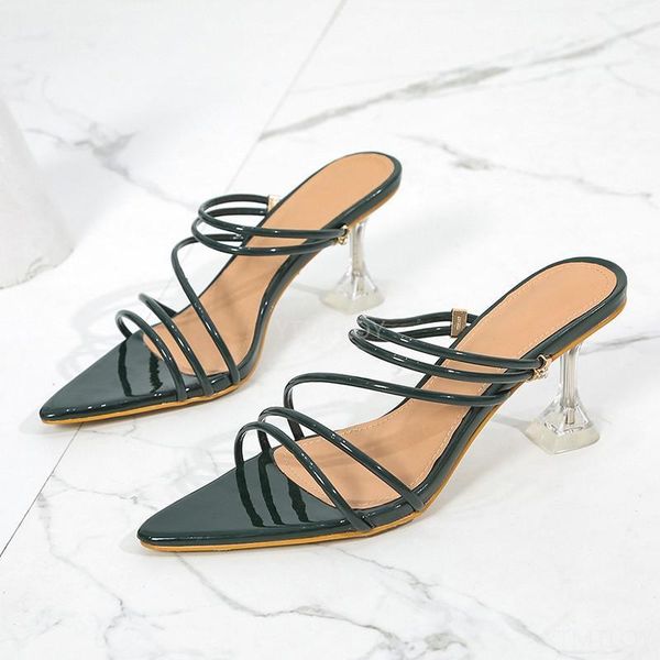 

slippers sandals women summer crystal heels fashion pointed shoes ytmtloy beach zapatillas mujer casa flip flop, Black