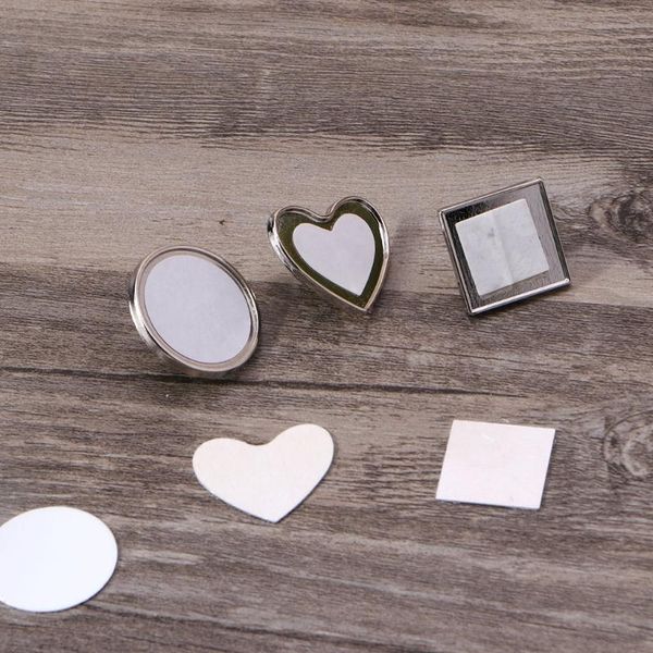 

pins, brooches square/round/heart shape creative sublimation blank diy metal badge customization for women men, Gray