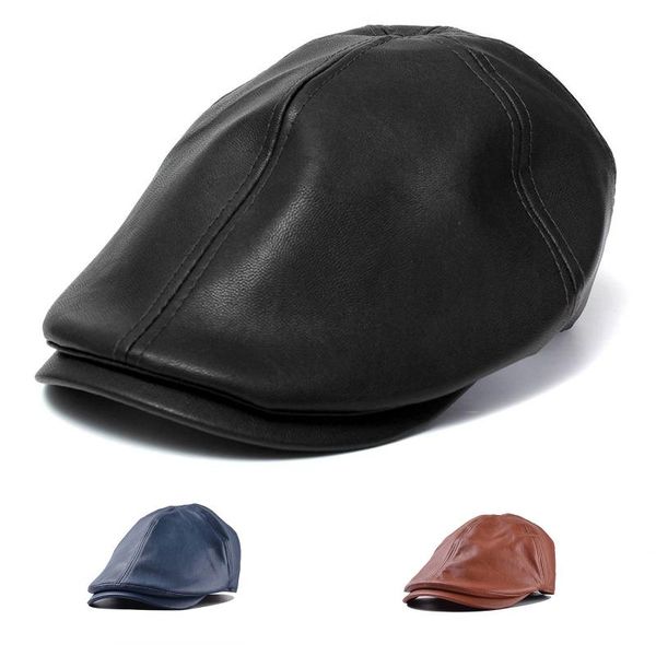 

female male beret hat leather cap trucker visor bonnet berets, Blue;gray