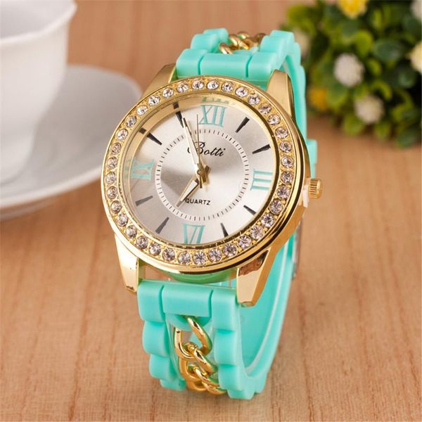 

wristwatches silicone watch men fashion roman numerals chain wristwatch women casual diamonds quartz relogio masculino, Slivery;brown