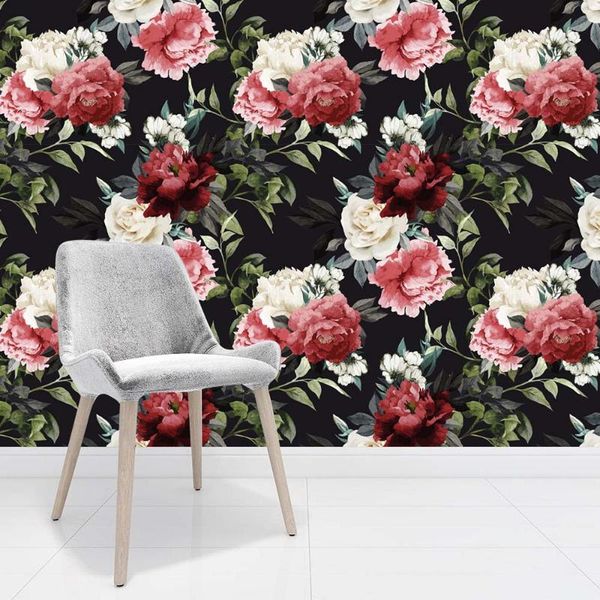 

wall stickers retro floral wallpaper home decor for living room bedroom background decals self adhesive pvc bathroom