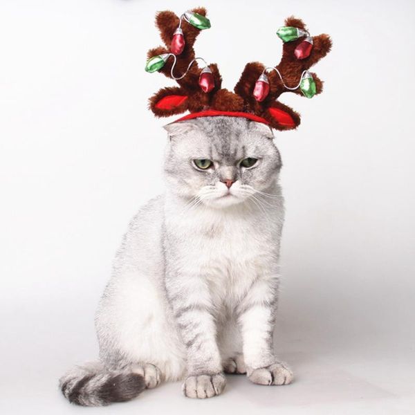 

cat costumes christmas dog headband adjustable cute funny antlers pet clothing hat kitten party decoration accessories