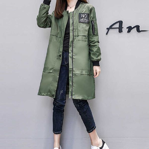 Trench casaco para mulheres streetwear manga comprida zíper feminino mola de chuva casaco feminino moletom exército verde mulheres vestuário 210625