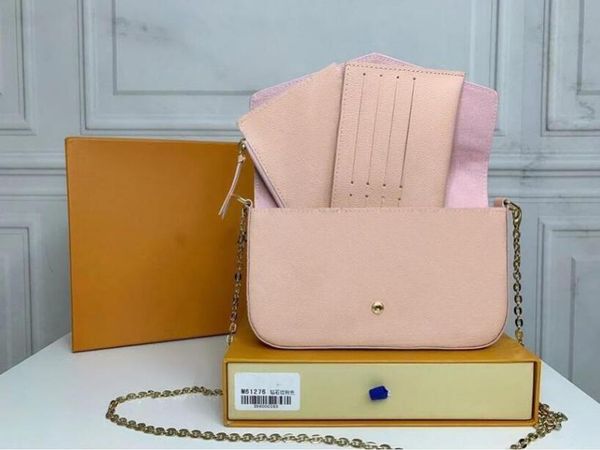 

designers handbags luxurys women evening bag purse 3pcs embossed chain strap shoulder crossbody wallets la