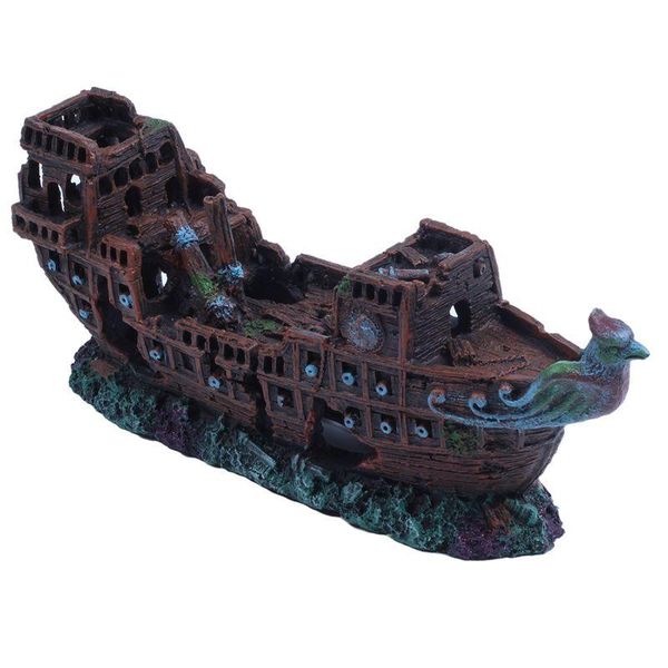 

wreck aquarium deco cruise ship shipwreck fish resin 24x9.5x6.5cm decorations