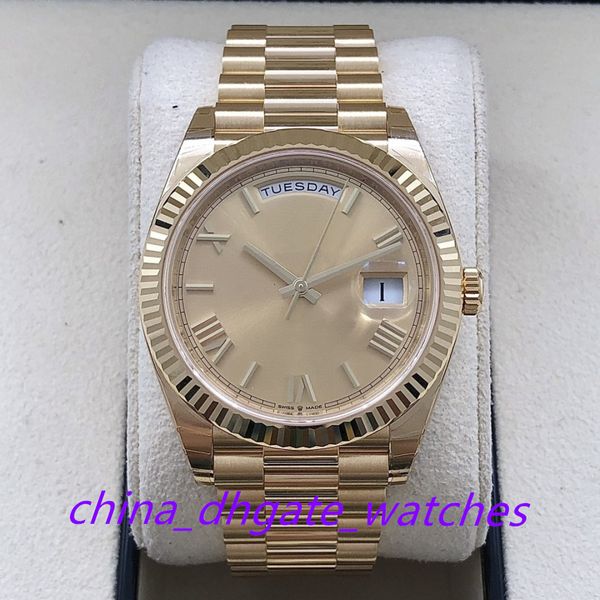 

bp maker watch 40mm 228238 day-date president 18k yellow gold 2813 movement automatic mens men's watches with box papers r657s, Slivery;brown