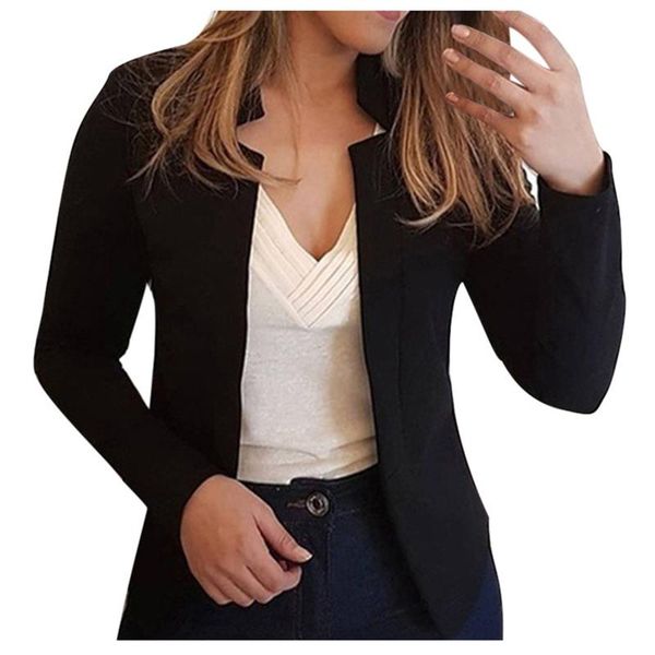 

women's suits & blazers womens fashion long sleeve solid jackets coat ladies slim small suit jacket for women elegant stylish veste fem, White;black