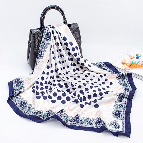 

scarves chinese style silk scarf outdoor sunscreen shawl decorative square kerchief blue and white porcelain 90*90cm, Blue;gray