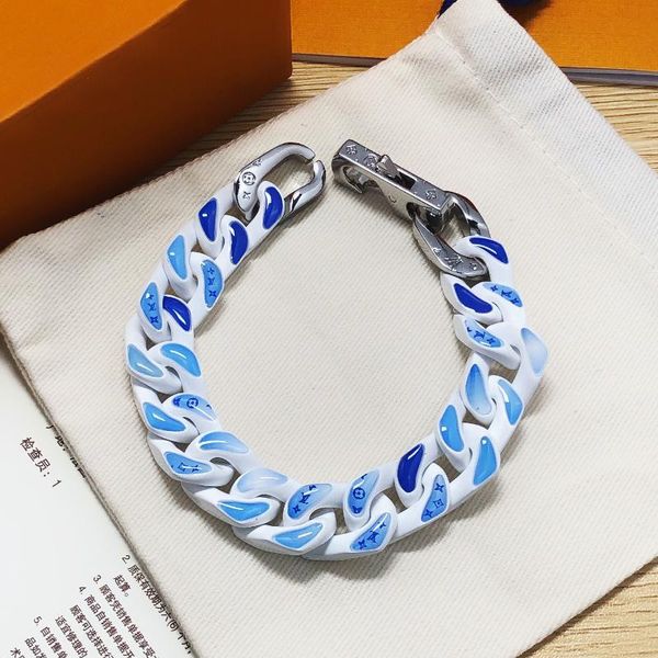 

chains cuban necklaces, bracelets, blue sky and white clouds series are dyed with gradient blue, the multiple techniques ex, Silver