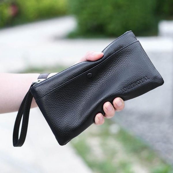 

wallets men's wallet long multi-card pocket leather business zipper multifunctional mobile phone bag luxury, Red;black