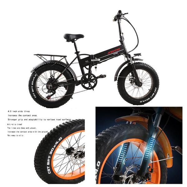 

electric bicycle battery r6 beach lithium snowfield power folding 20-inch wide tire walking fat 48v style, Silver;blue