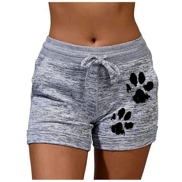 

women's shorts summer cats claw print drawstring ladies short streetwear elastic waist casual women workout spodenki damskie, White;black