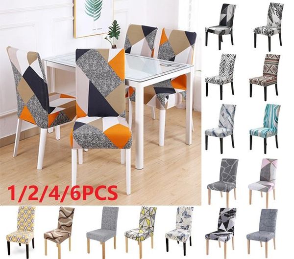 

2pcs printed elastic dining room seat chair covers spandex cover stretch slipcovers for wedding banquet party decor