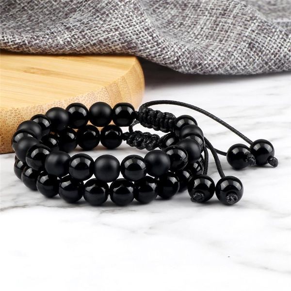 

charm bracelets multiple colours 8mm tiger eye 2pcs/set black distance beads bracelet braided jewelry natural stone healing for women/men ba, Golden;silver