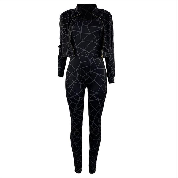 

two piece set zipper womens tracksuits long sleeve jacket jumpsuit, Gray