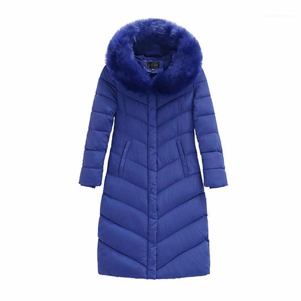 

women's down & parkas winter cotton clothes fashion casual long slim jacket thicken over coat hooded polyester, Black