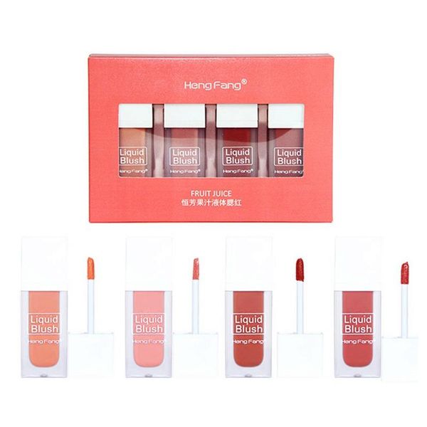 

blush 4pcs matte liquid set long-lasting brighten skin tone waterproof blusher