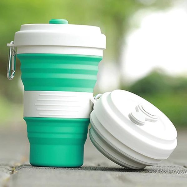 

portable water cup 550ml folding silicone creative simple retractable outdoor travel sports drinking tool bottle