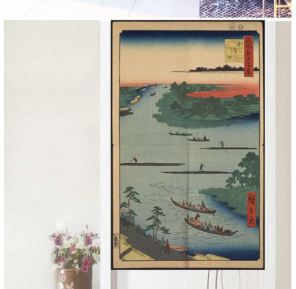 

curtain & drapes japanese ukiyo-e door feng shui noren hlaf