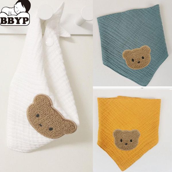 

bibs & burp cloths 5pcs baby cotton linen feeding apron triangle cute cartoon bear scarf bib collar