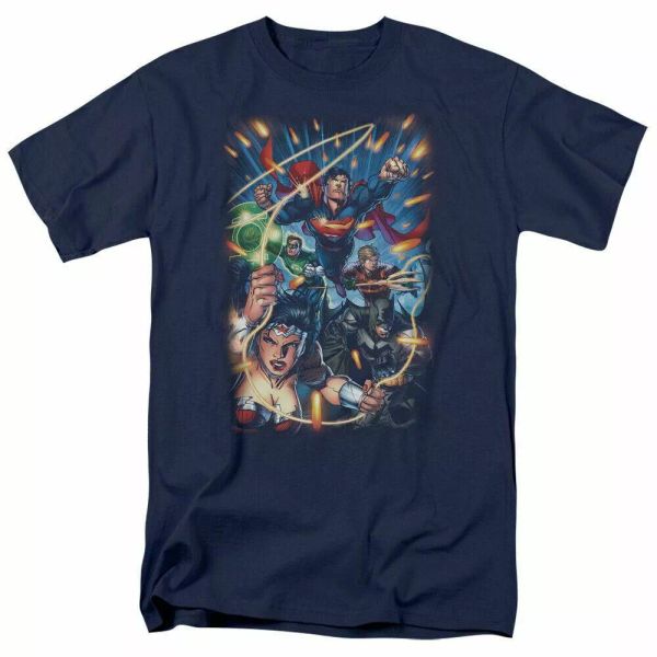 

justice league under attack t shirt mens licensed dc comics tee navy, White;black