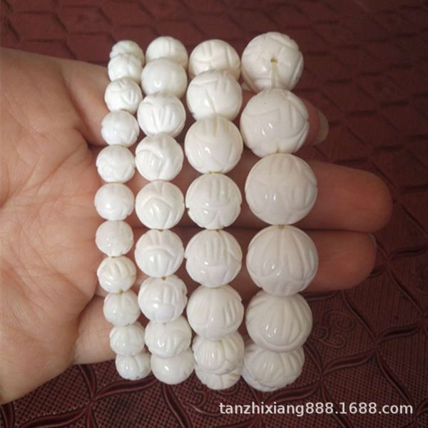 

strands sandalwood white shell lotus bracelet 8-14mm bracelet, Black