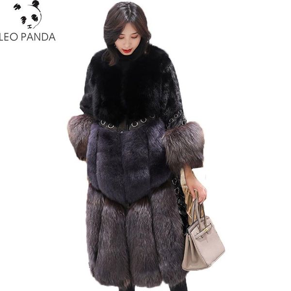 

women's fur & faux winter fashion women long sleeve thicken warm hidden discount female pockets round collar coat cy452, Black
