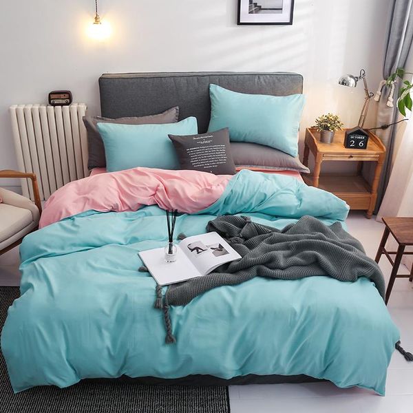 

bedding sets kotudenavy nordic double color set single duver cover 240x220 bed sheet linen pillowcase gray pink quilt covers
