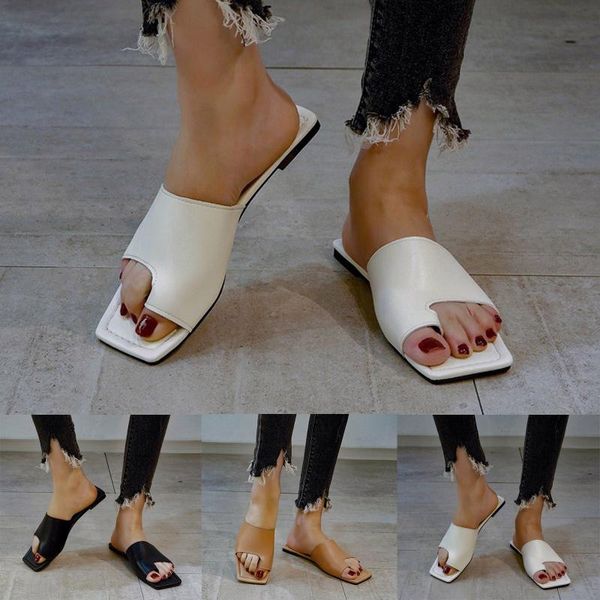 

slippers 2021 retro womens flats flip flops shoes woman open toe party female ladies sandalias beach roman sandals, Black