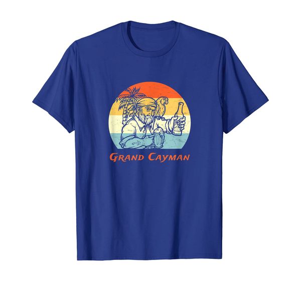 

grand cayman vintage pirate parrot vacation gift t-shirt, White;black