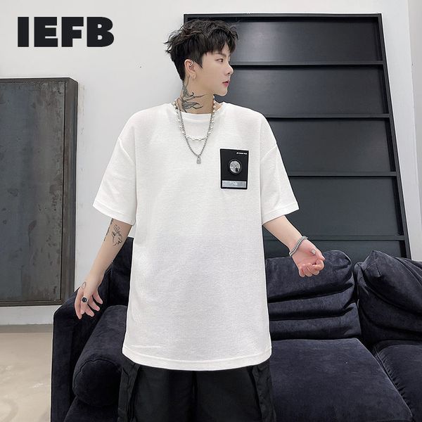 

iefb summer half sleeve niche design black white t-shirts for men ins causal tee streetwear fashion cloth 9y7223 210524, White;black