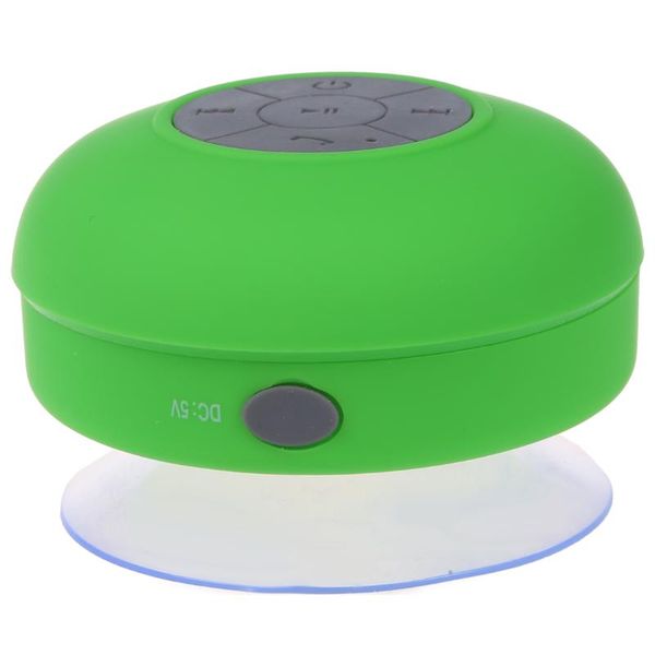 

waterproof mini handsspeaker jukeboxes bluetooth usb 2.5 mm microphone for mobile with suction cup - green portable speakers