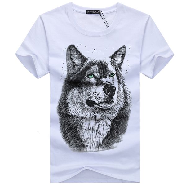 

binyuxd new summer brand large size 3d wolf head man round collar sleeve t-shirt men fashion t shirt short sleeves, White;black