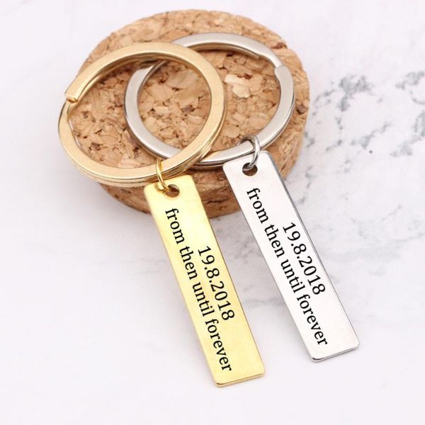 

keychains date customized engraved from then untill forever key chains gifts for couples lover's keyring keys holder bag charm driver c, Silver