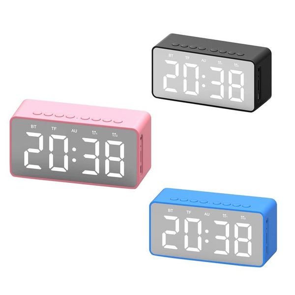 

other clocks & accessories wireless digital alarm clock bluetooth speaker led desk mirror supports tf card aux snooze for home bedroom offic