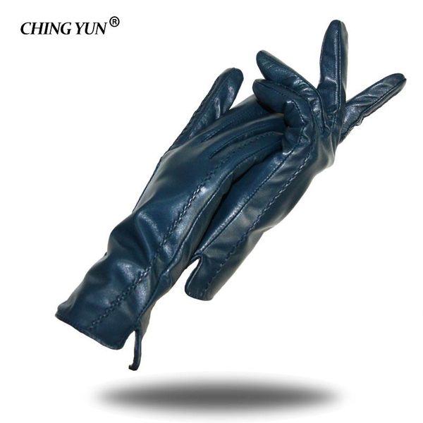 

fingerless gloves women genuine leather winter autumn ladies fashion brand sheepskin thicken arm sleeve warm hand mermey, Blue;gray