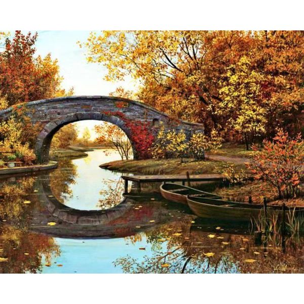 

paintings autumn landscape oil painting by numbers on canvas with framed acrylic paint for adults coloring home decor wall art