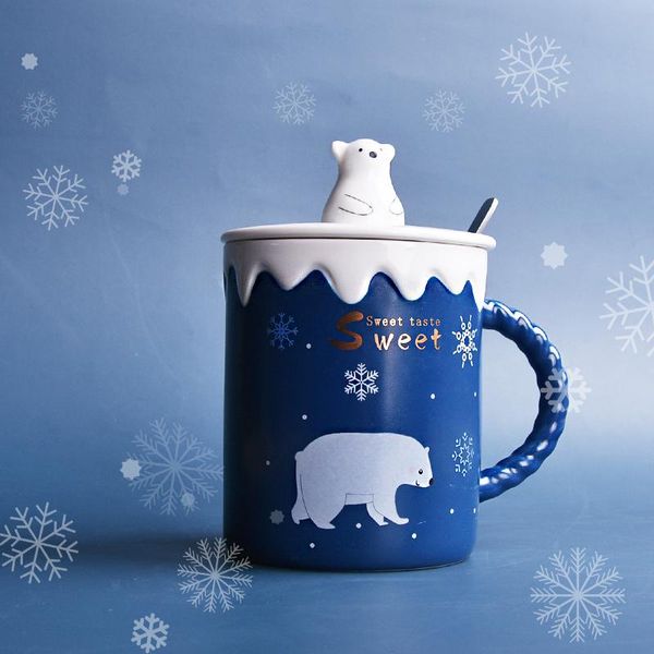 

450ml lovely china ceramic christmas bear theme mugs cute cartoon style water cup