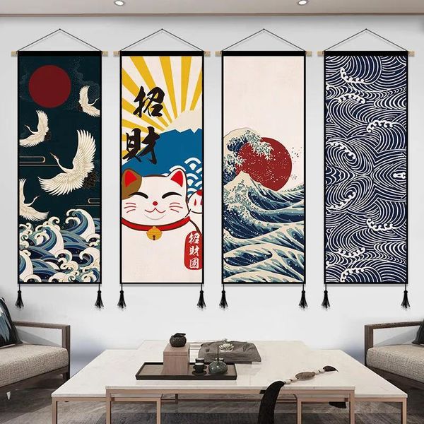 

paintings japanese ukiyoe canvas painting with frame art poster scroll home decor for living room wall picture