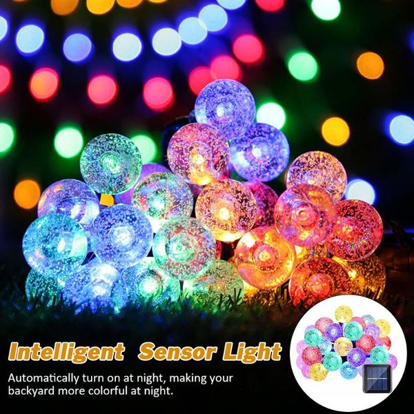 

strings 20/50 leds crystal ball 5m/10m solar lamp power led string fairy lights garlands garden christmas decor for outdoor