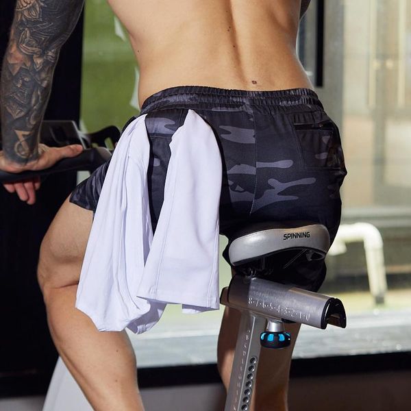 

running shorts men fitness single-deck quick dry gym jogging training workout summer sport short pants, Black;blue