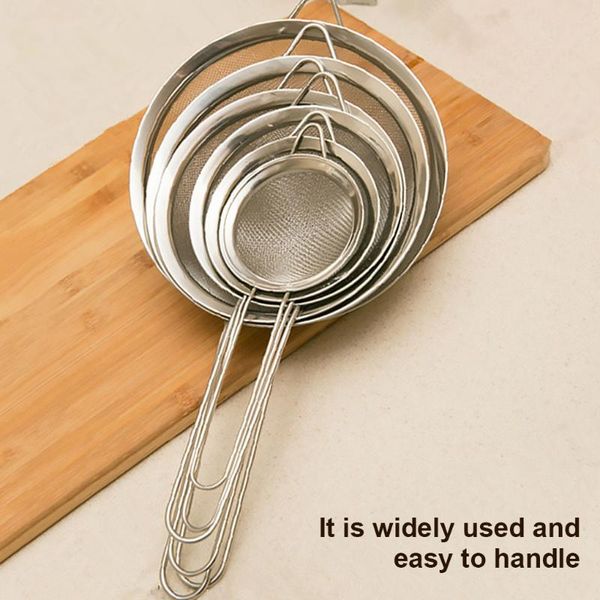 

baking & pastry tools kitchen fine mesh strainer stainless steel tea colander long handle sifter flour sieve tool