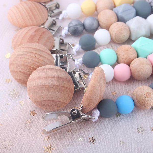 

pacifiers# baby pacifier clip chain wooden holder soother clips leash strap nipple for infant bottle 2021