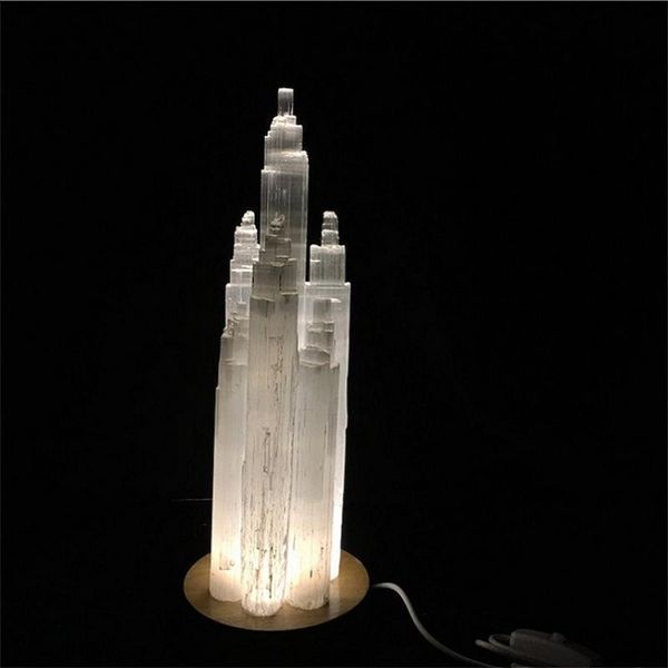 

decorative objects & figurines natural selenitetower lamp 7 chakras stones energy divination crystal quartz mineral reiki healing home decor