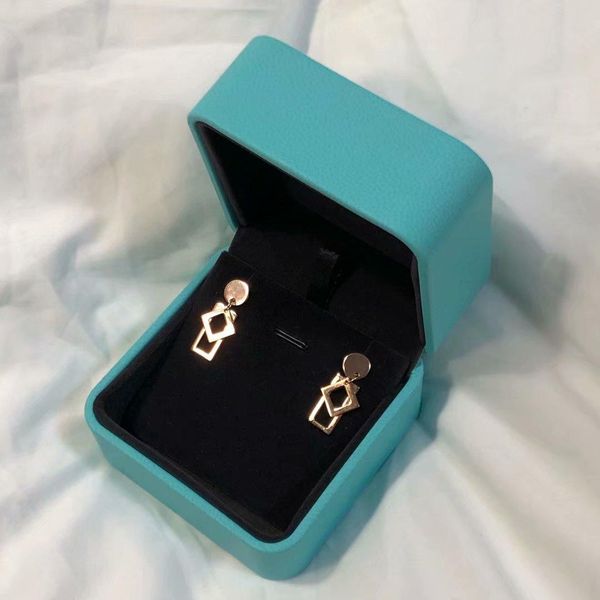 

women designers earings fashion dress ladies jewelry dangle chandelier 925 sterling silver ohrring surface plating simple design 18k rose go