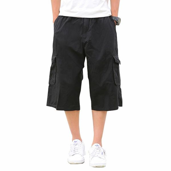 

military style summer men baggy multi-pocket cargo pants cotton black trousers 4xl 5xl 6xl men's
