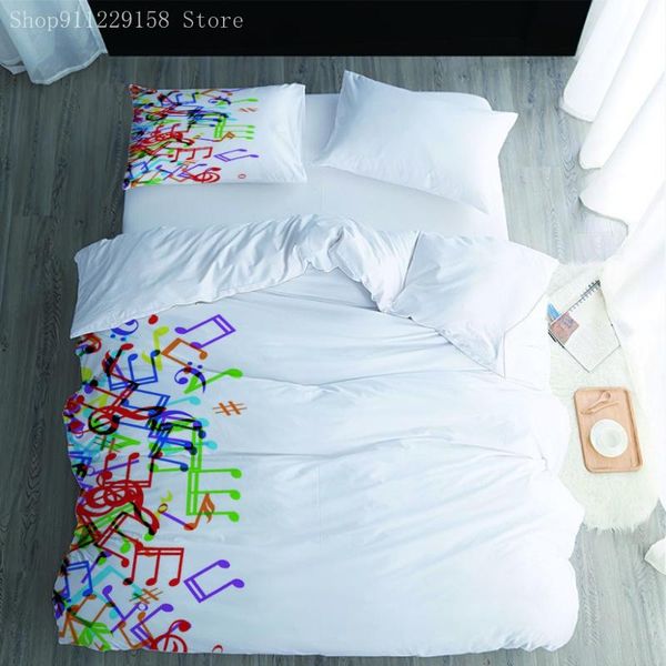 

bedding sets 2/3pcs set 3d musical note letter bed white duvet cover european size king  quilt comforter