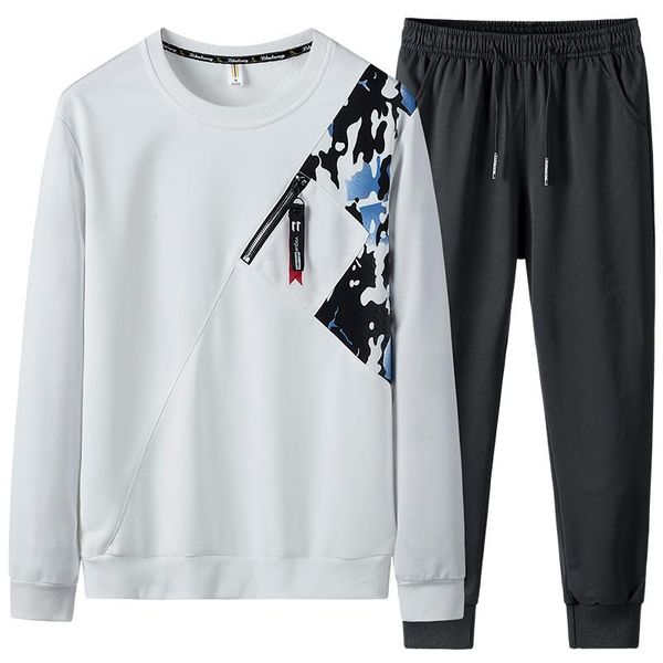 

jogging clothing men tracksuit set round neck hoodie+sweatpants 2 piece casual sweatshirt male patchwork hoodie sportwear clothes, Black;red