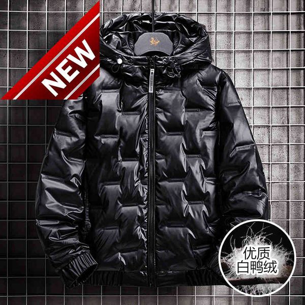 

winter coat men white duck down jacket mens thick warm snow parka bright color men's hooded jacket overcoat, Black