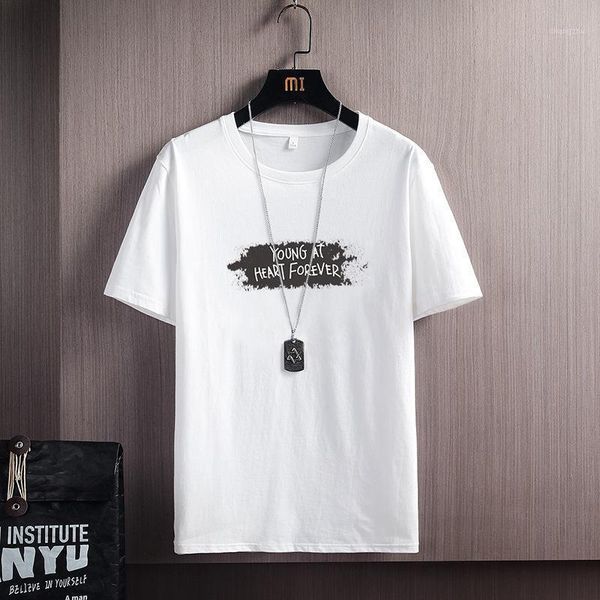 

men's t-shirts summer round neck white blue t-shirt casual trend letter printing khaki gray 100 pure ccotton orange black s-5xl, White;black